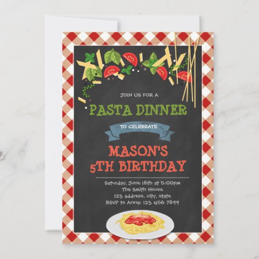 スパゲティディナーパーティの招待状 招待状 (正面)