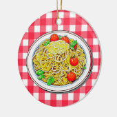 スパゲティパーソナライズされたクリスマス セラミックオーナメント (左)