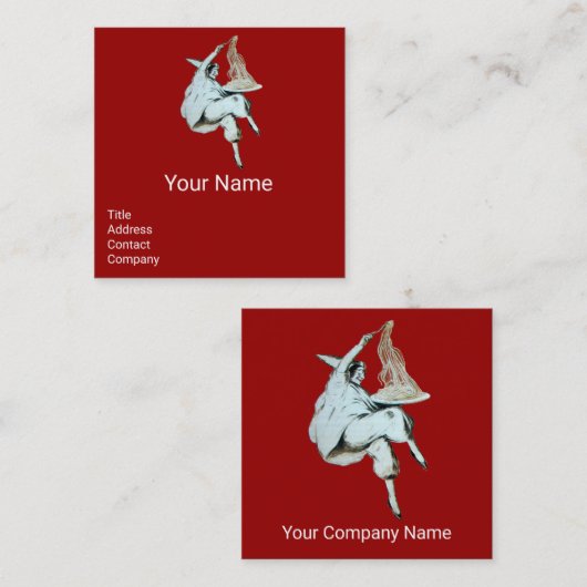 スパゲティパーティーイタリアンキッチンレストランレッド スクエア名刺 (正面/裏面)