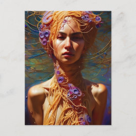 スパゲティ女性 ポストカード