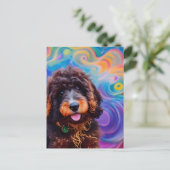 スパゲティ得ハガキにプードル ポストカード (スタンド正面)