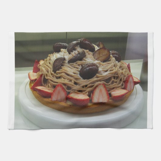 スパゲティ日本の&ストロベリーケーキ キッチンタオル (横)