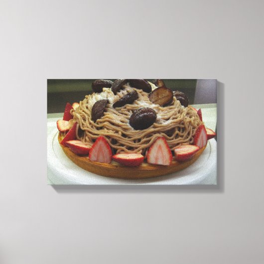 スパゲティ日本の&ストロベリーケーキ キャンバスプリント (正面)