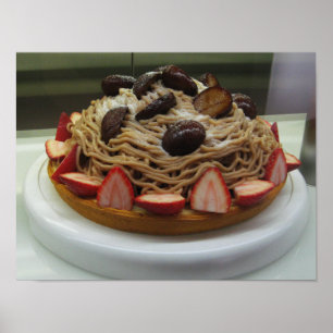 スパゲティ日本の&ストロベリーケーキ ポスター