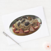 スパゲティ日本の&ストロベリーケーキ 楕円形シール (封筒)