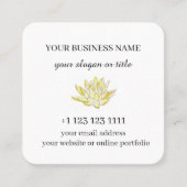 スパサロンライフコーチセラピストイエローロータスフラワー スクエア名刺 (正面)