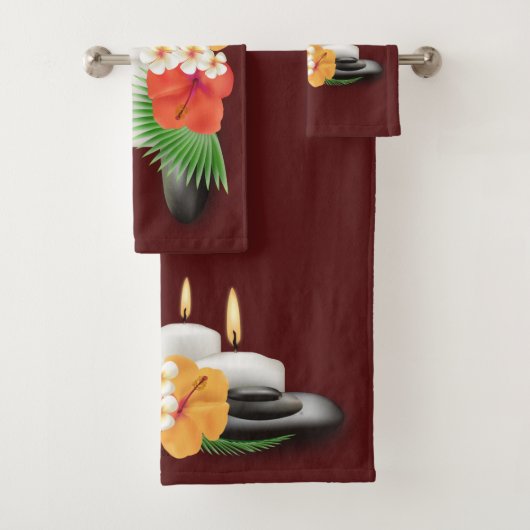 スパタオル花とキャンドルスパをテーマ バスタオルセット (インサイチュ)