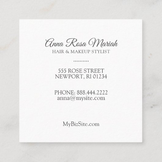 *~*スパチックフローラルパターガーリーン美しい人気がある スクエア名刺 (裏面)