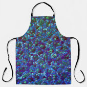 スパッタまたはスモークした薄紫の青と緑のモザイク エプロン (正面)