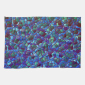 スパッタまたはスモークした薄紫の青と緑のモザイク キッチンタオル (横)