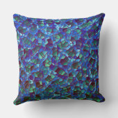 スパッタまたはスモークした薄紫の青と緑のモザイク クッション (裏面)