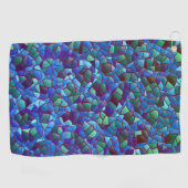 スパッタまたはスモークした薄紫の青と緑のモザイク ゴルフタオル (横)