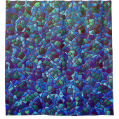 スパッタまたはスモークした薄紫の青と緑のモザイク シャワーカーテン (正面)