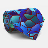 スパッタまたはスモークした薄紫の青と緑のモザイク ネクタイ (ロール)