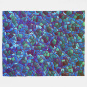 スパッタまたはスモークした薄紫の青と緑のモザイク フリースブランケット (正面(横))