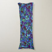 スパッタまたはスモークした薄紫の青と緑のモザイク ボディピロー (正面縦)