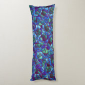 スパッタまたはスモークした薄紫の青と緑のモザイク ボディピロー (裏面 (縦))