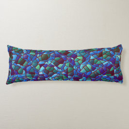 スパッタまたはスモークした薄紫の青と緑のモザイク ボディピロー