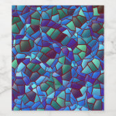 スパッタまたはスモークした薄紫の青と緑のモザイク ワインラベル (シングルラベル)