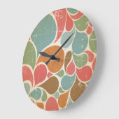 スパッタカラフル:抽象芸術レトロパターン。 ラージ壁時計 (傾斜)