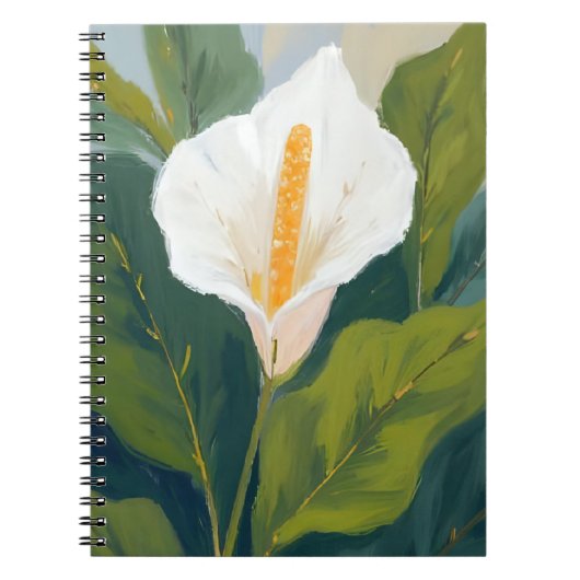 スパティフィラムの花の水彩画 ノートブック (正面)