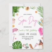スパデイの誕生日招待状、女の子の贅沢パーティー 招待状 (正面)