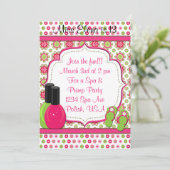 スパデイオブパパリングピンクグリーン誕生日招待状 招待状 (スタンド正面)