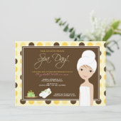 スパデイポルカドットブライダルシャワー招待状（黄） 招待状 (スタンド正面)