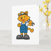 スパナを持った整備士の猫 カード (黄色い花)