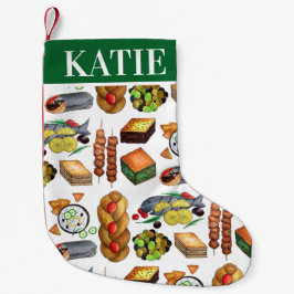 スパナコピタムサカバクラギリシャ料理プリント スモールクリスマスストッキング