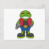 スパナーとの整備士としてのカエル ポストカード (正面)