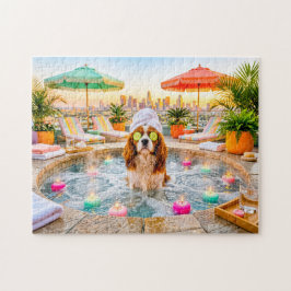 スパニエルがウェルネスプールでリラックス ジグソーパズル