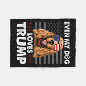 スパニエル犬でも私の犬はトランプが大好おもしろいき フリースブランケット (正面(横))