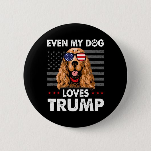 スパニエル犬でも私の犬はトランプが大好おもしろいき 缶バッジ (正面)