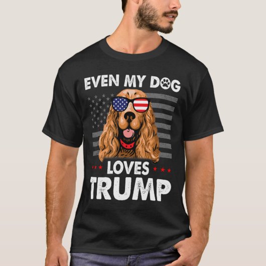 スパニエル犬でも私の犬はトランプが大好おもしろいき Tシャツ (正面)