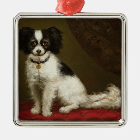 スパニエル犬のポートレート メタルオーナメント (正面)