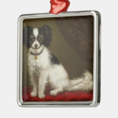 スパニエル犬のポートレート メタルオーナメント (左)