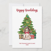 スパニエル犬の家族のクリスマス シーズンカード (正面)