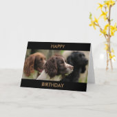 スパニエル犬の挨拶状 カード (黄色い花)