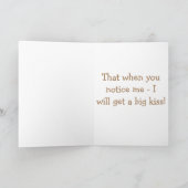 スパニエル犬は、私を口説くために覗き込んでいるキス シーズンカード (内部)