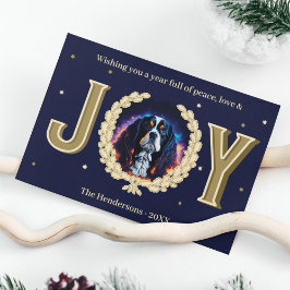 スパニエル犬カスタムチャールズドッグ海軍金ゴールドジョークリスマス シーズンカード