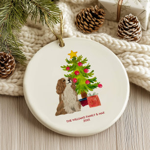 スパニエル犬ドッグパーソナライズされたクリスマス セラミックオーナメント