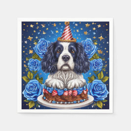 スパニエル犬ドッグ祝誕生日とフェスティバル帽子 スタンダードカクテルナプキン