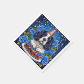 スパニエル犬ドッグ祝誕生日とフェスティバル帽子 スタンダードカクテルナプキン (角)