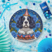 スパニエル犬ドッグ祝誕生日とフェスティバル帽子 ペーパープレート (パーティー)