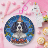 スパニエル犬ドッグ祝誕生日とフェスティバル帽子 ペーパープレート (パーティー)