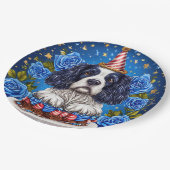 スパニエル犬ドッグ祝誕生日とフェスティバル帽子 ペーパープレート (アングル)