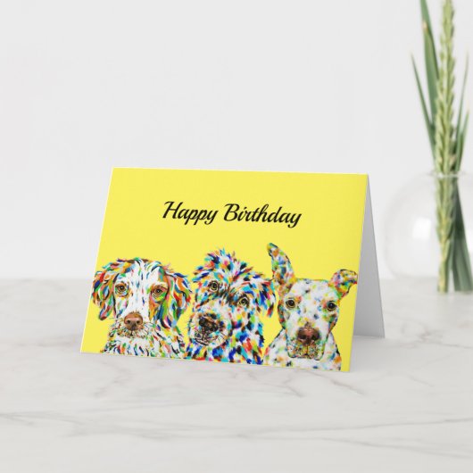 スパニエル犬混成ピットブル誕生日カード カード (正面)