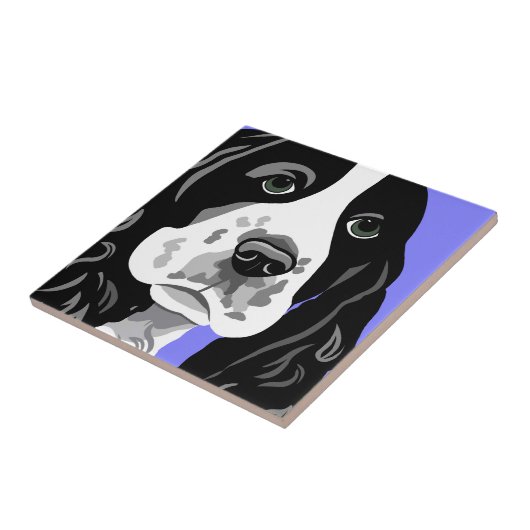 スパニエル犬芸術 タイル (側面)