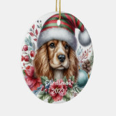 スパニエル犬装飾品 セラミックオーナメント (右)